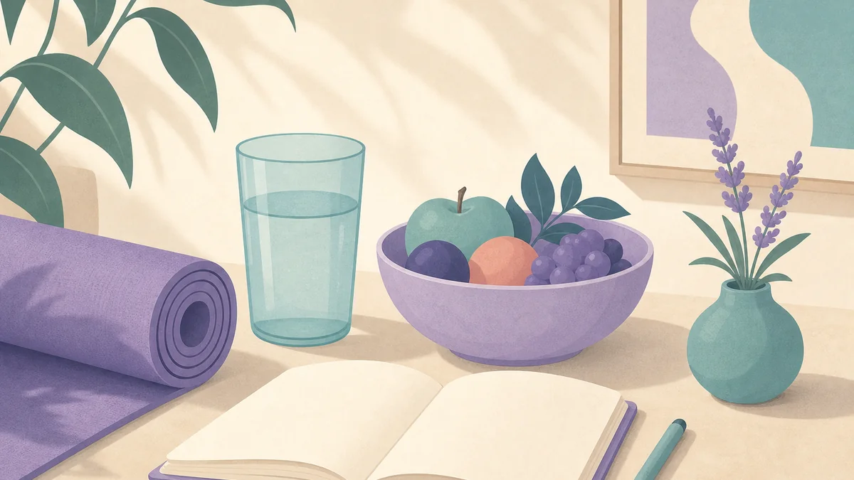Ilustración abstracta calmada que sugiere un cuidado de fertilidad cuidadoso y personalizado para personas con SOP